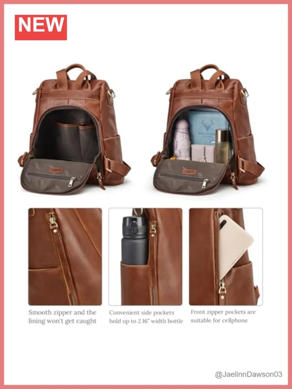 Genuine Leather Women's Backpack Purse Anti-Theft Rucksack Shoulder Bag